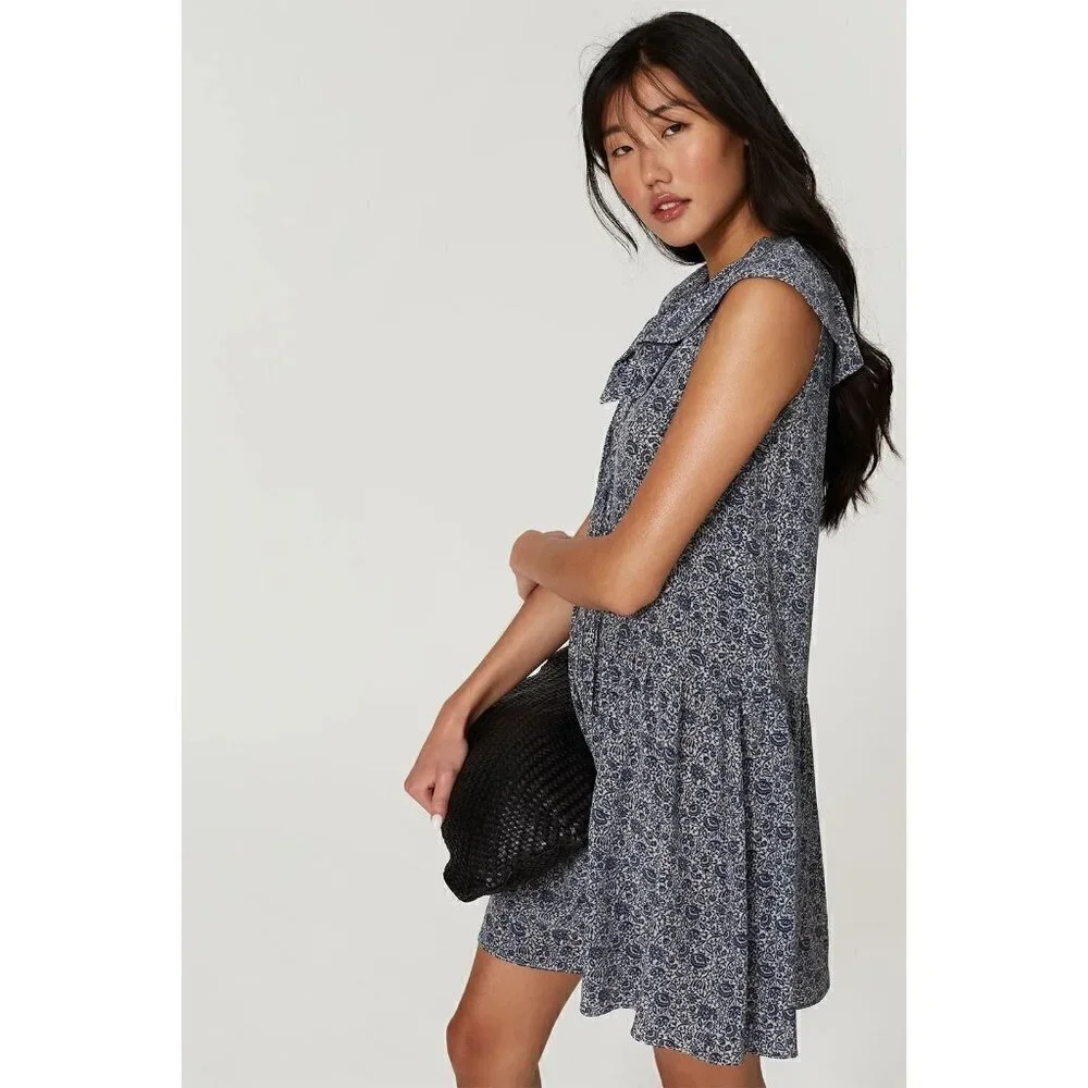 Rebecca Taylor‎ Blue & White Vine Printed Mini Dress M
